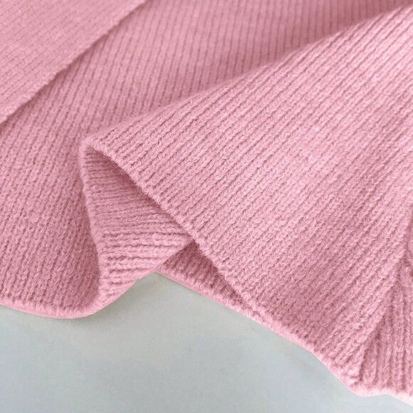 Pink Casual Women's Waist-button Cinched knit Cardigan - Picture 7 of 7